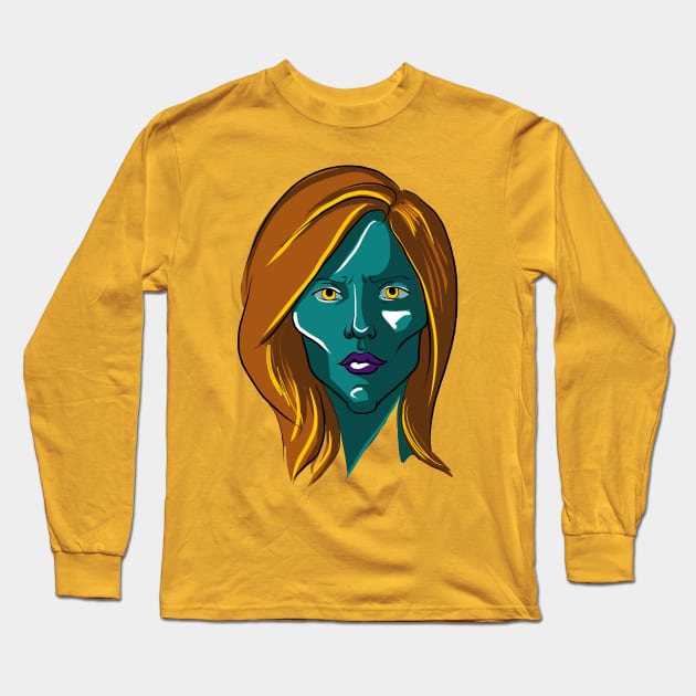 Blue woman Long Sleeve T-Shirt by afalinariel